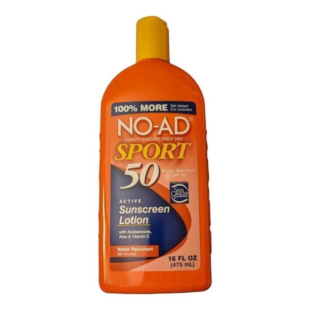 NO-AD Sport SPF 50 Sunscreen‎ Lotion 16 fl oz Water Resistant Sun Care